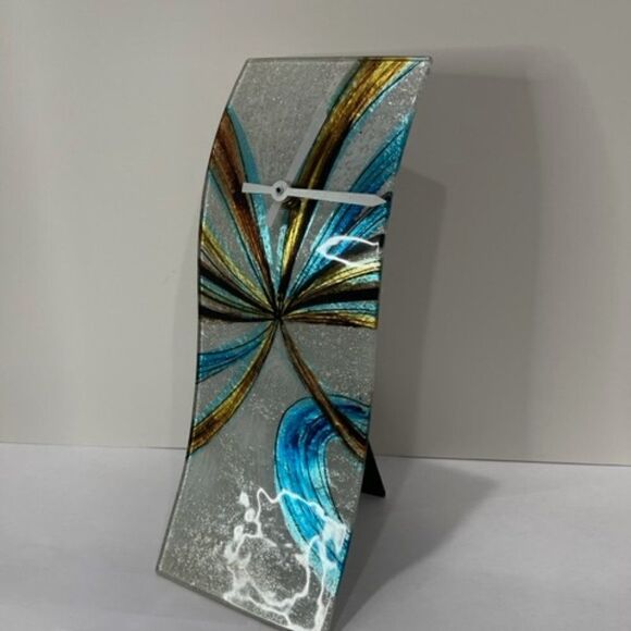 AngelStar Cozenza Collection Metallic White Blue Brown Desk Easel Clock-11.5" - Picture 5 of 7